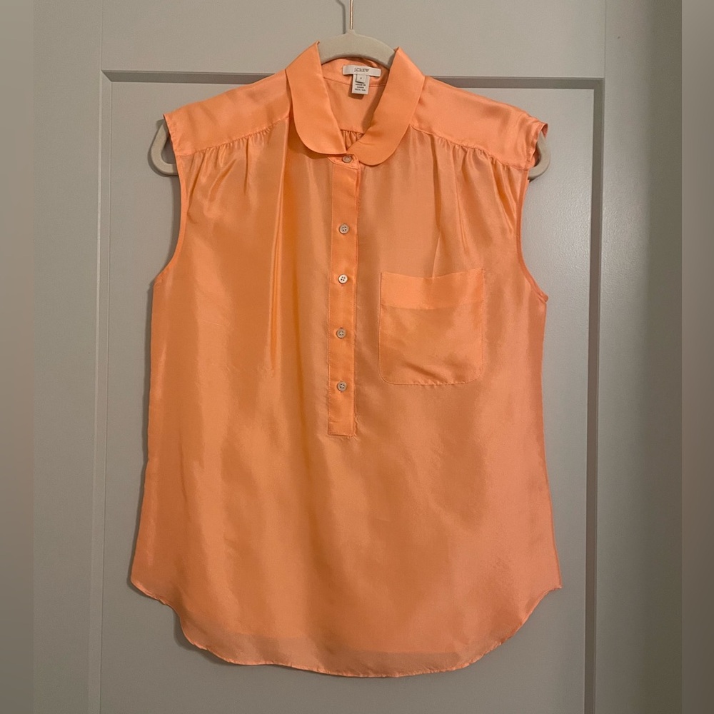 Jcrew orange silk blouse size 2